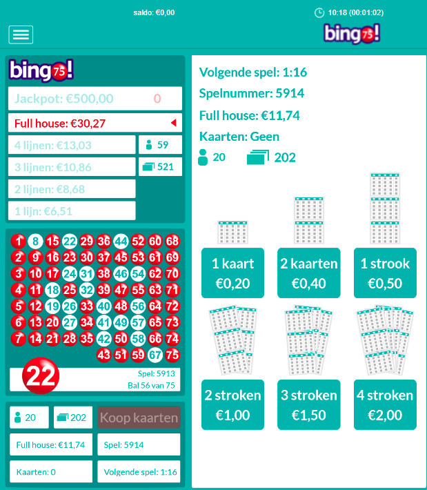 Bingo75 spelen van Tombola