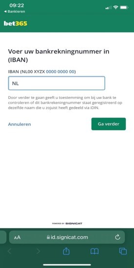 voer uw bankrekeningnummer in