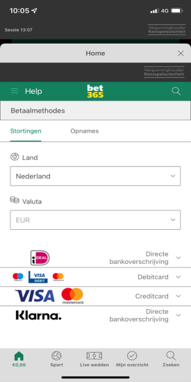 betaalmogelijkheden met de bet365 app