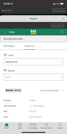 geld uitbetalen via de app