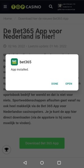 bet365 app installed