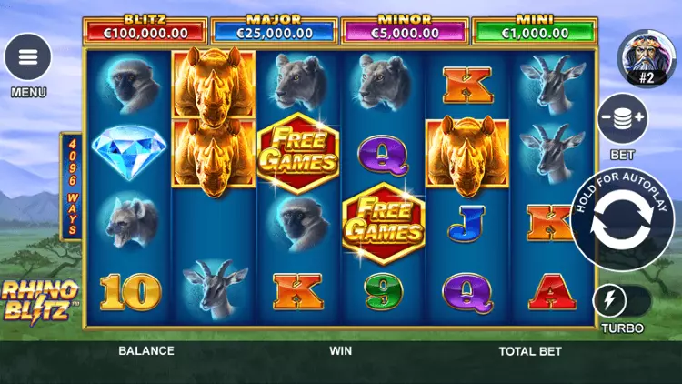 Rhino Blitz Playtech gokkast met free spins bonus