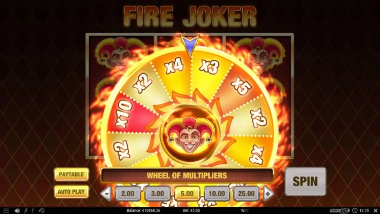 Wheel of Multipliers van Fire Joker casino game