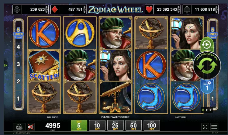 Zodiac Wheel casino game met jackpot