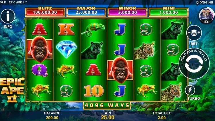 Epic Ape 2 met progressieve jackpot