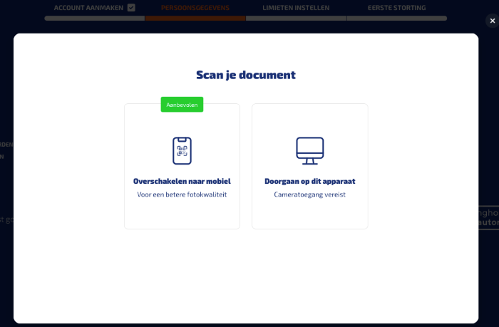 Eerste stap document inscannen registreren