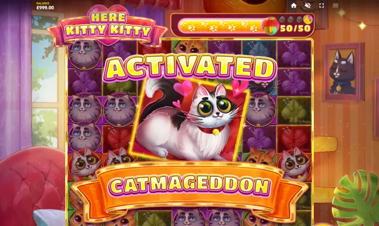 De Catmageddon bonus in de Here Kitty Kitty gokkast
