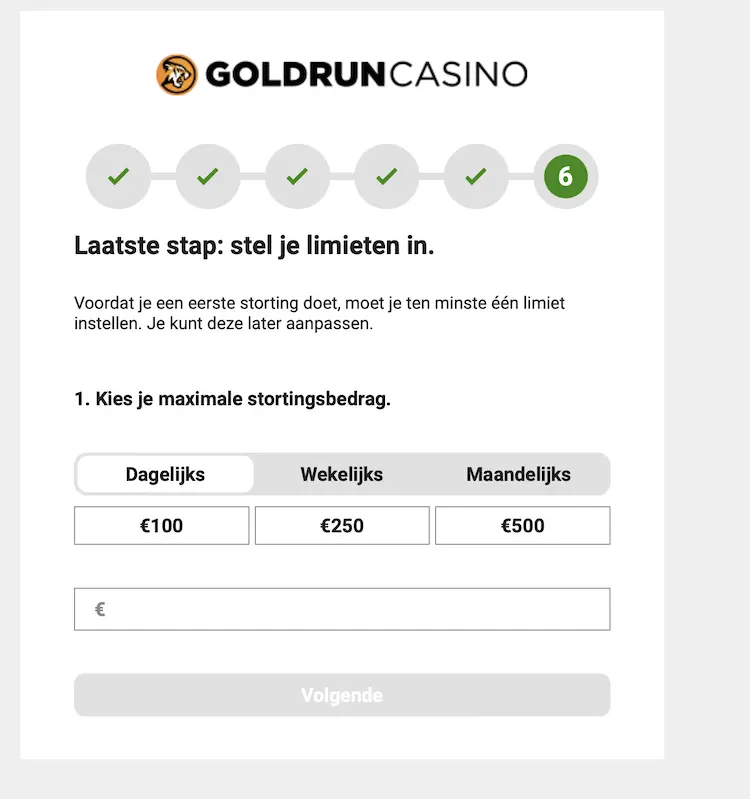 Limieten instellen Goldrun Casino