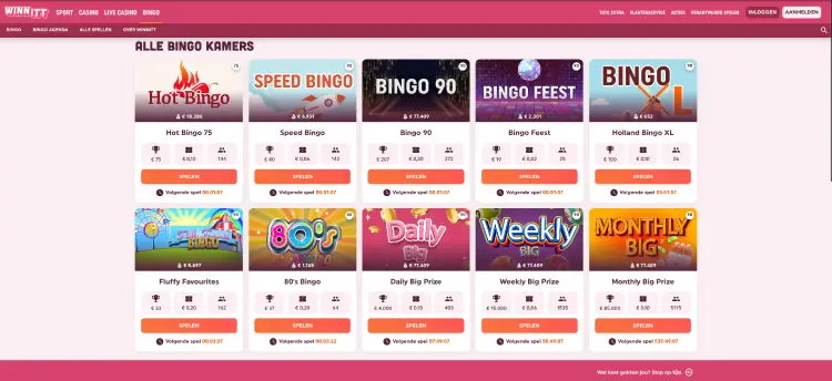 Alle bingo kamers bij Winnitt