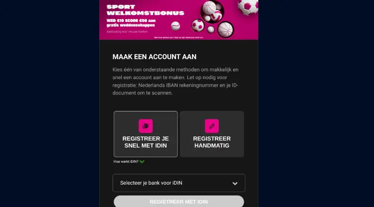 Registreren bij Vbet
