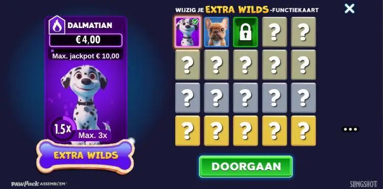 Kaarten vrijspelen in Paw Pack Assembl'em