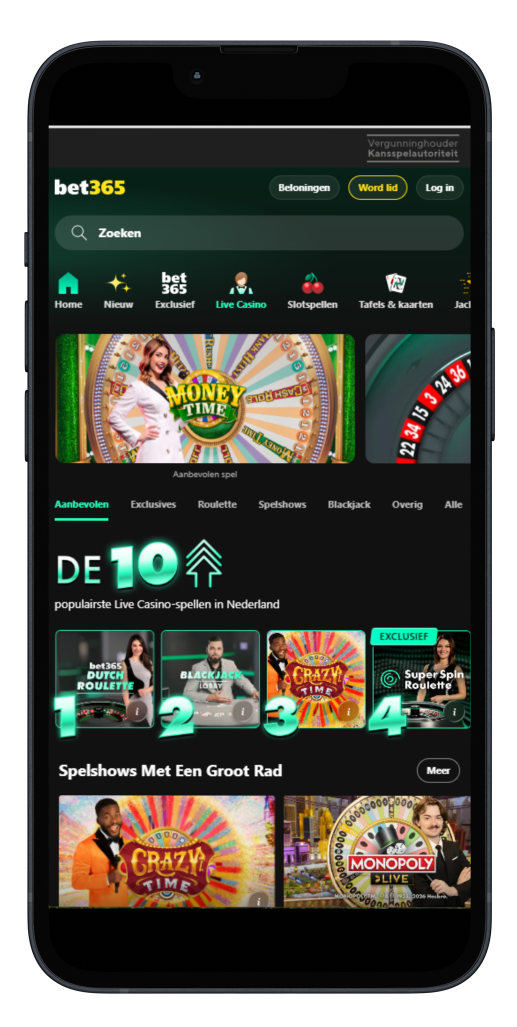Live casino van Bet365 mobile casino