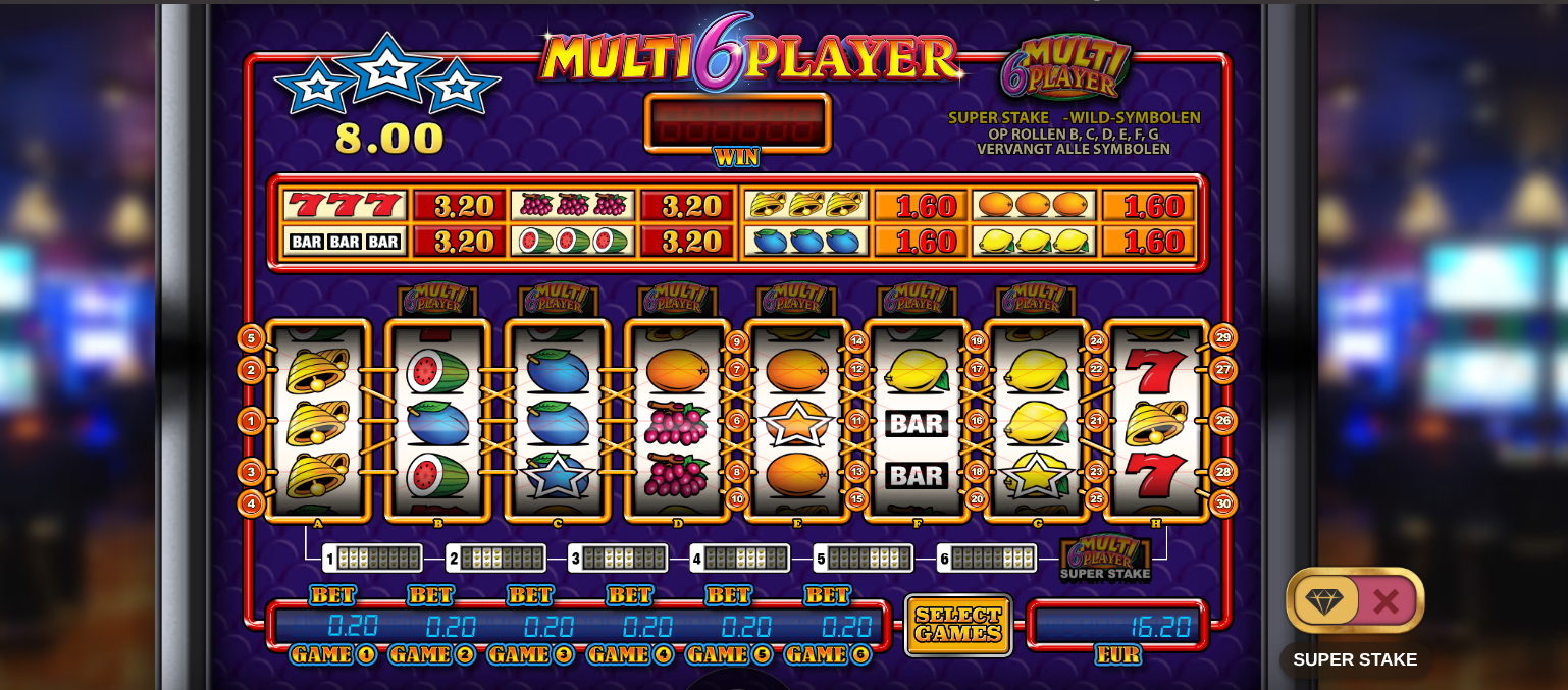Voorbeeld online fruitautomaat: Multi6Player